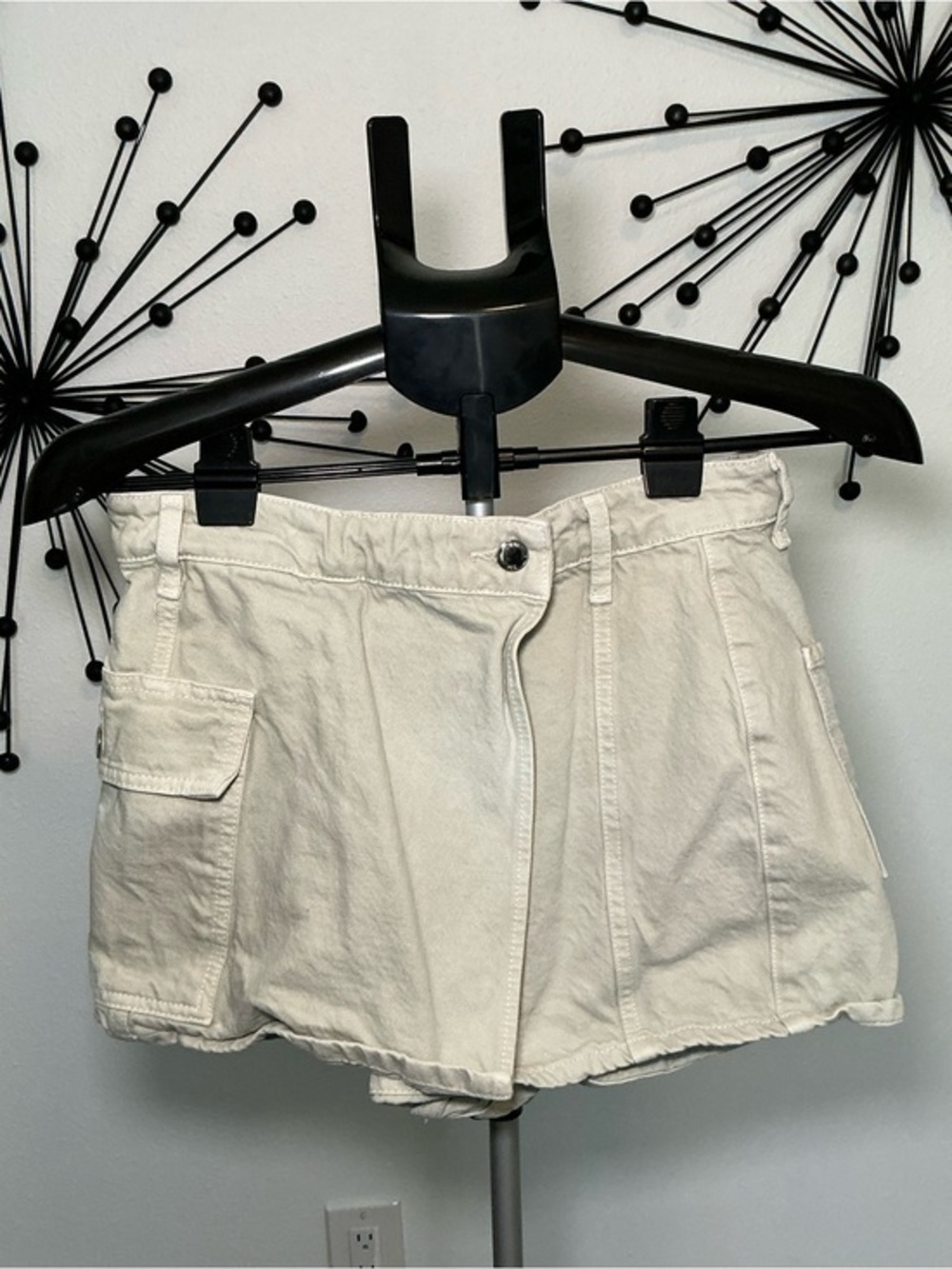 Zara Cream Green Utility Skort Size XS